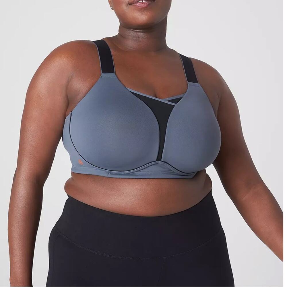 Livi Active Gray & Black High Support Sports Bra